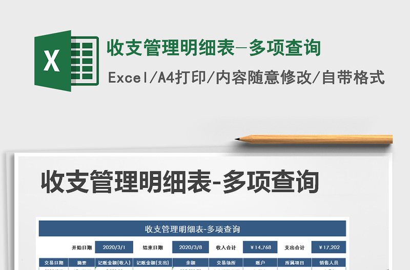 2025年收支管理明细表-多项查询