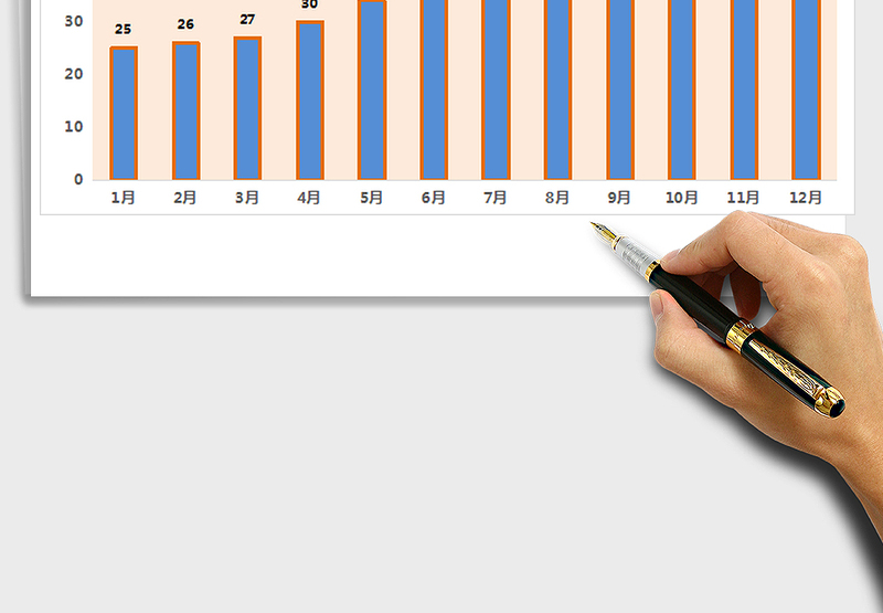2025年通用图表模板双色月份对比柱形图