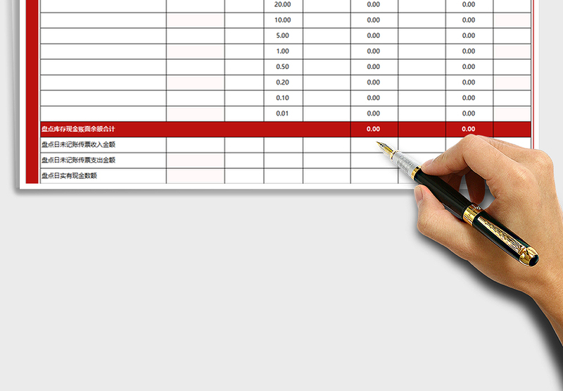 2025年库存现金盘点表-自动计算