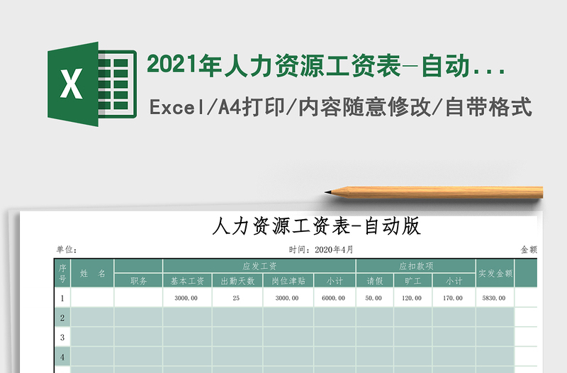 2025年人力资源工资表-自动版