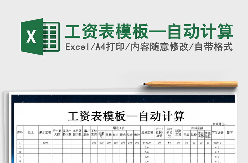 2025年工资表模板—自动计算