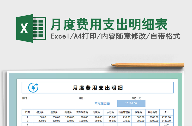 2025年月度费用支出明细表