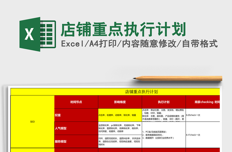 店铺重点执行计划