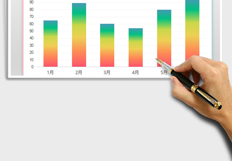 2025年彩色渐变柱形图 对比分析图表模板免费下载