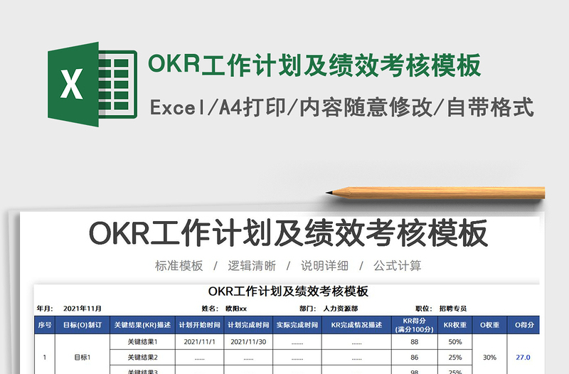 2025OKR工作计划及绩效考核模板免费下载