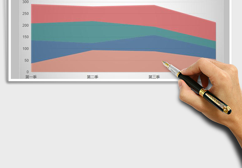 2025年小清新四色堆积面积图免费下载