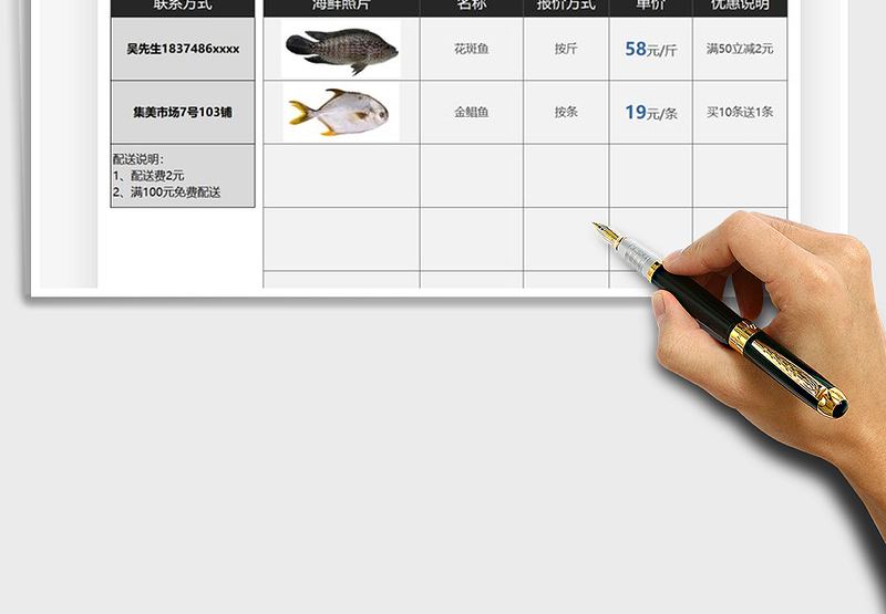 2025年海鲜水产报价表