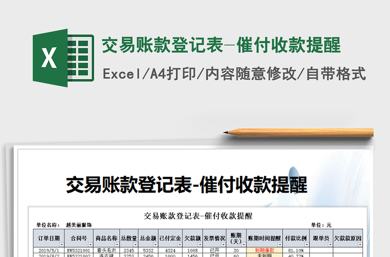 2025年交易账款登记表-催付收款提醒