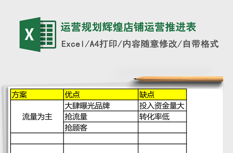运营规划辉煌店铺运营推进表