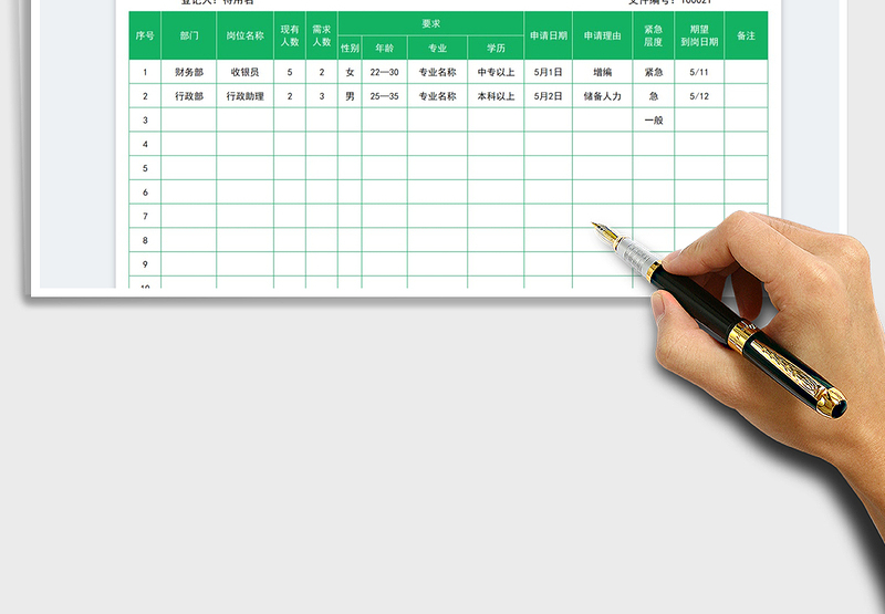 2025部门用人需求申请表免费下载