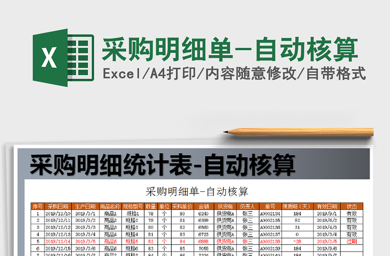 2025年采购明细单-自动核算