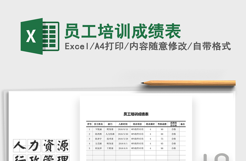 2025年员工培训成绩表免费下载