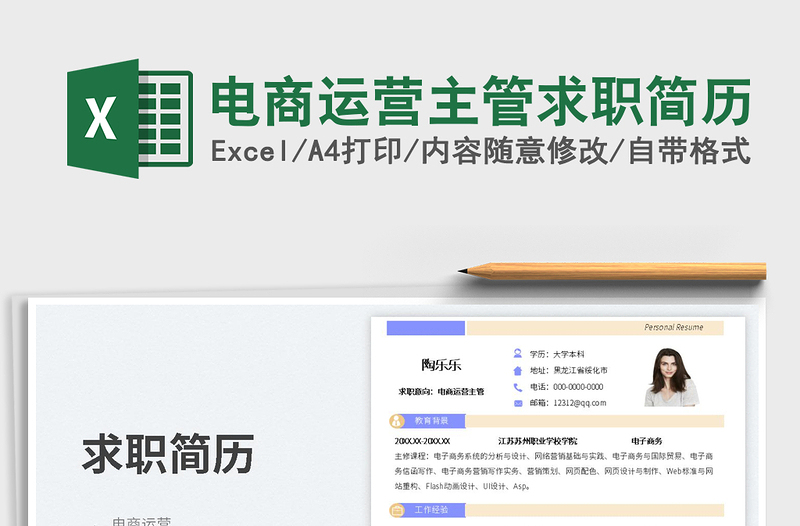 2025电商运营主管求职简历免费下载