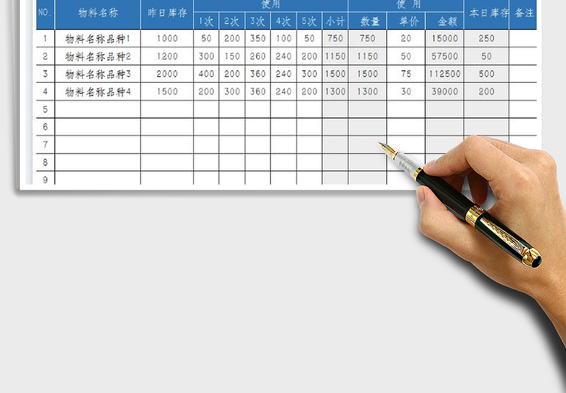 2025商品物料使用库存日报表免费下载