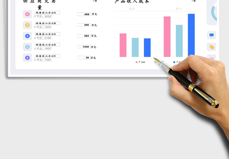 商务简洁销售数据分析可视化看板模板