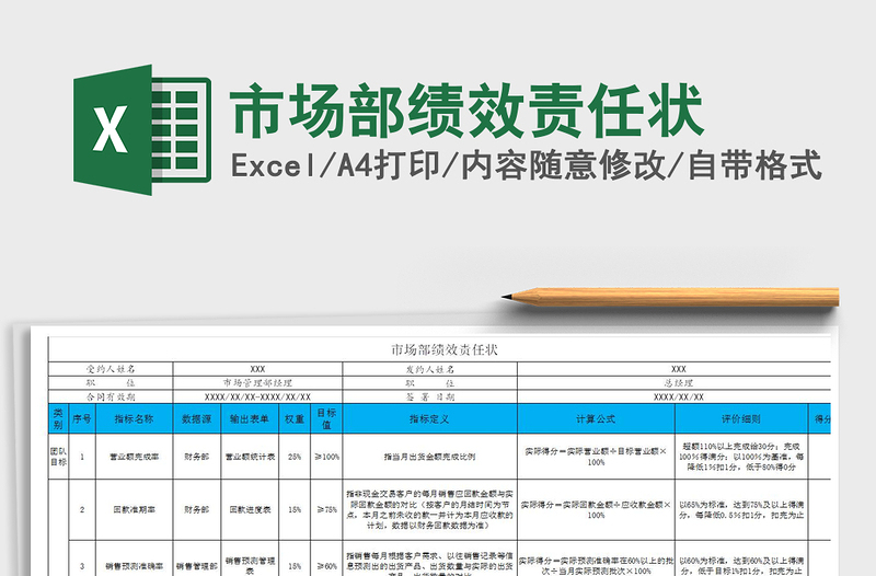 2025年市场部绩效责任状免费下载