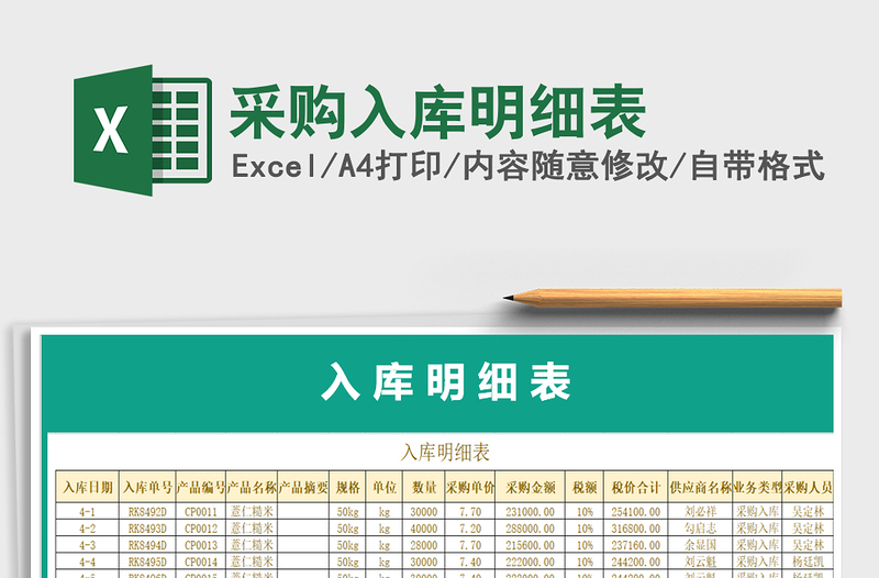 2025年采购入库明细表