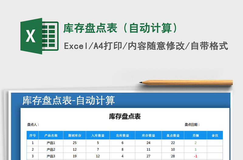 2025年库存盘点表（自动计算）