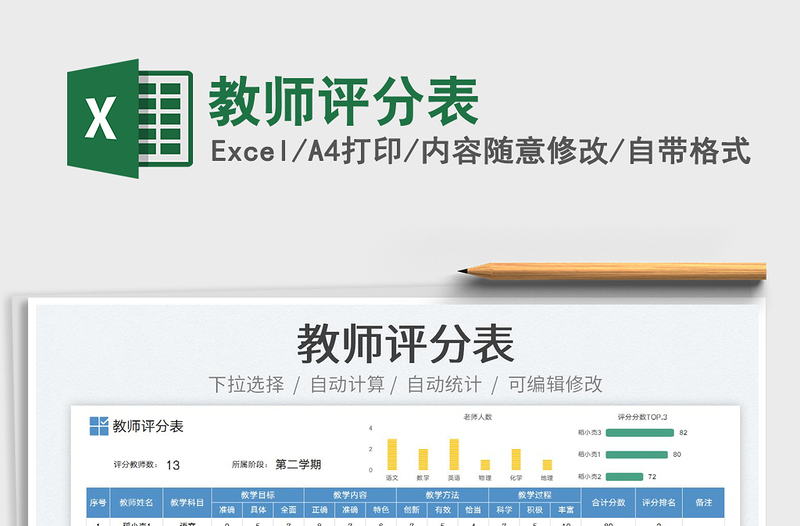 2025教师评分表免费下载