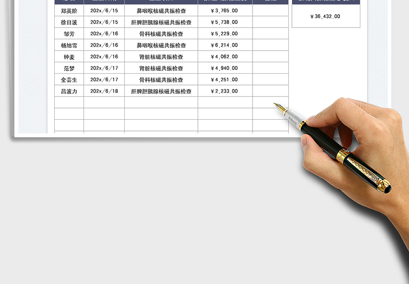 2025医院核磁共振检查收入表免费下载