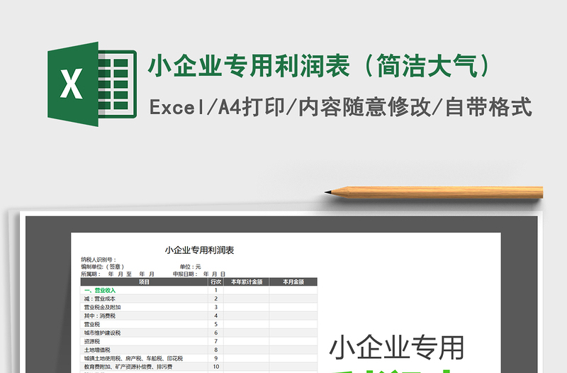 2025年小企业专用利润表（简洁大气）