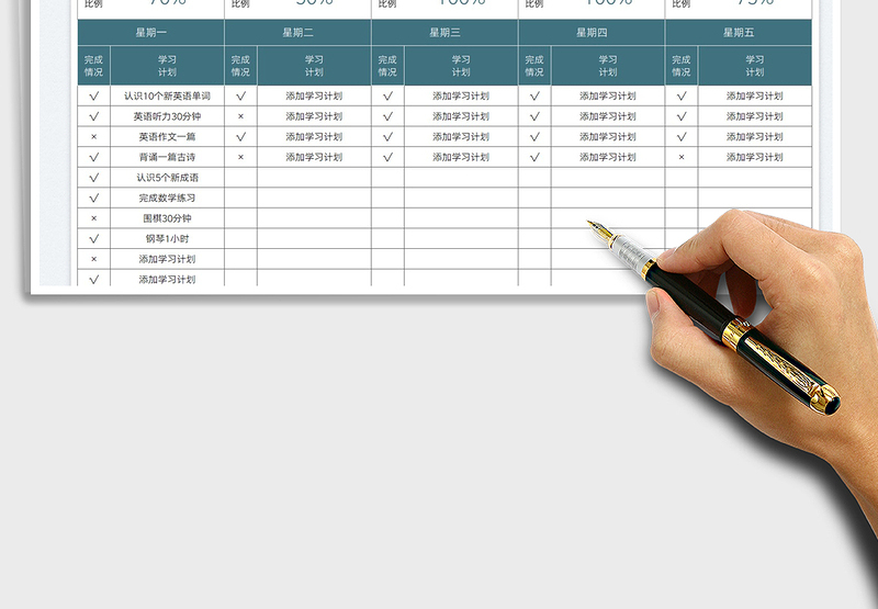 2025学习计划完成每周统计