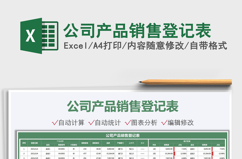 2025公司产品销售登记表免费下载