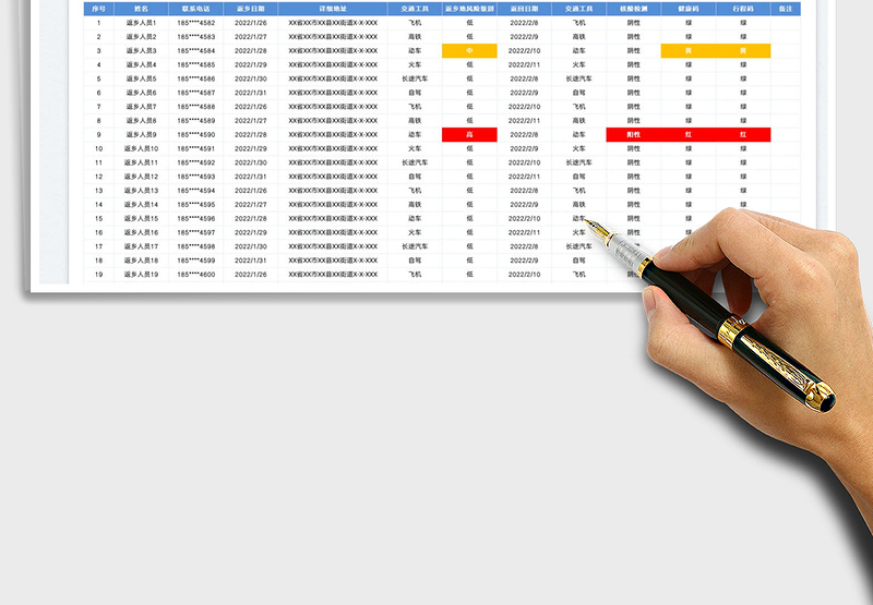 2025春节返乡去向统计表免费下载