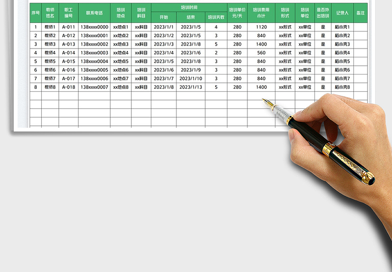 2025教师外出学习培训记录表免费下载