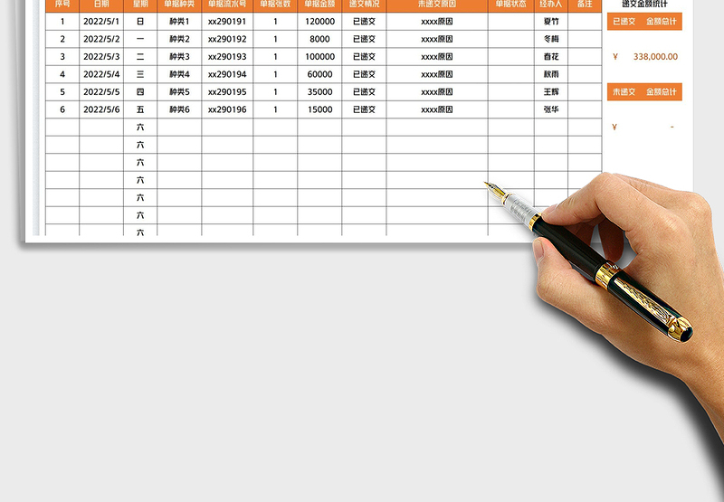 2025仓库单据递交明细表免费下载
