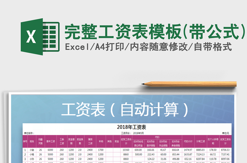 2025年完整工资表模板(带公式)