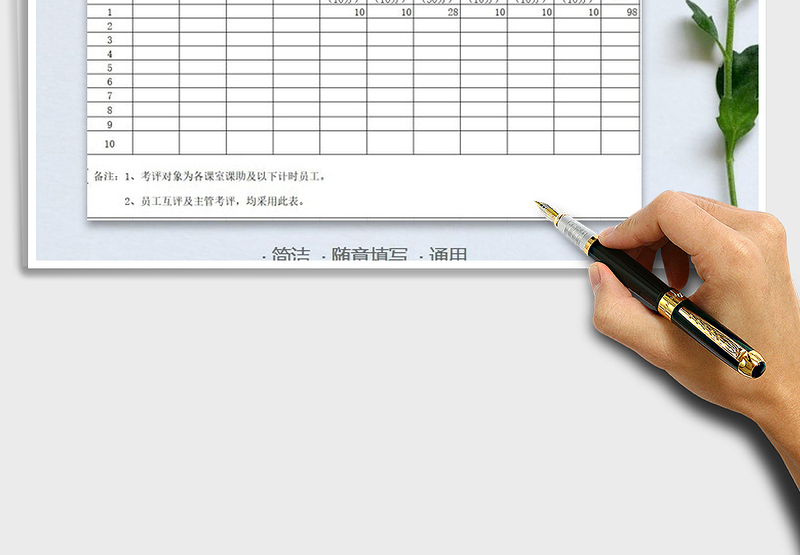 2025年员工评分考核通用统计表