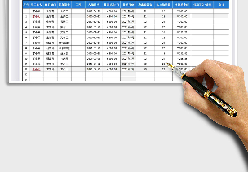 2025企业高温津贴发放登记表免费下载