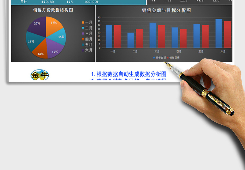 2024年销售数据综合分析表带分析图两种风格