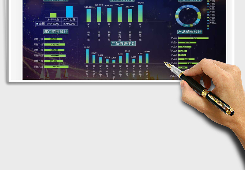 数据看盘销售分析蓝色