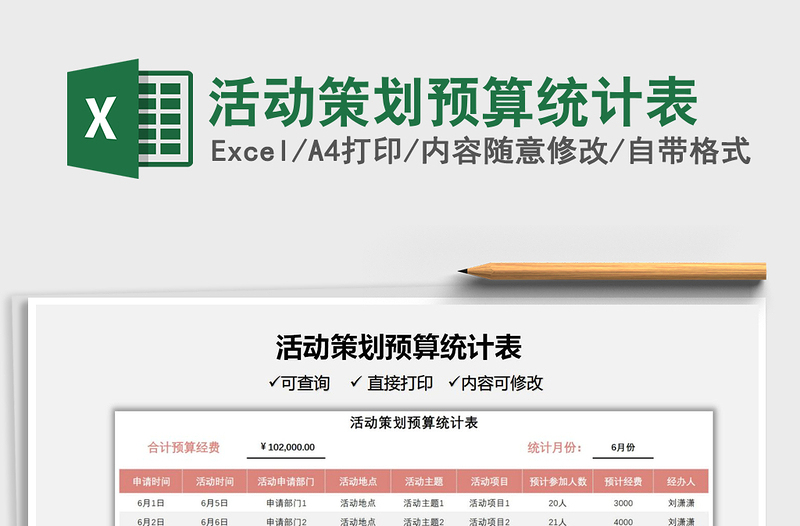 2025活动策划预算统计表免费下载