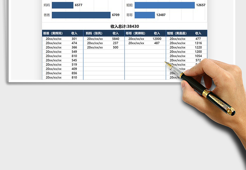 2025年家庭收入记账管理报表