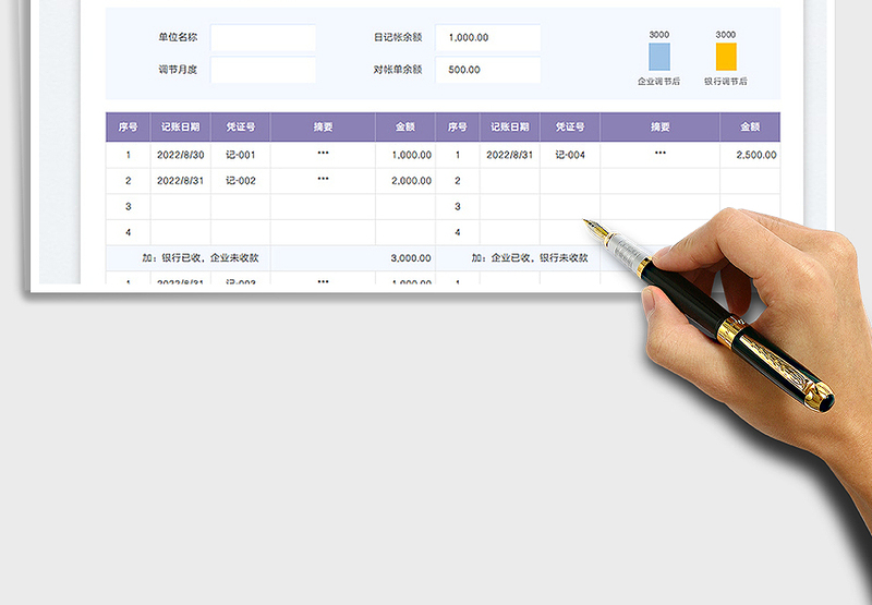 2025银行存款余额调节表（横版）