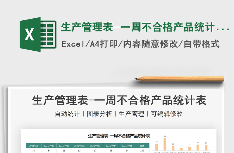 2025生产管理表-一周不合格产品统计表免费下载