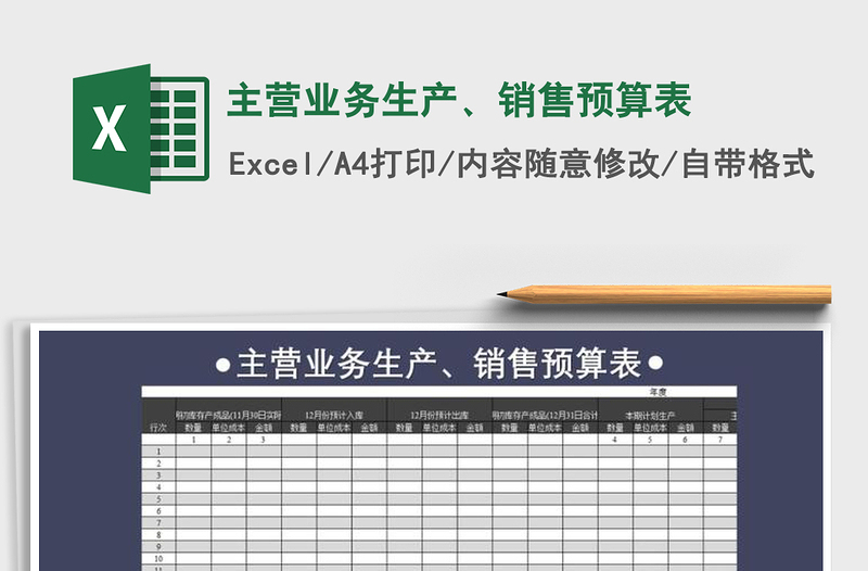 2025年主营业务生产、销售预算表
