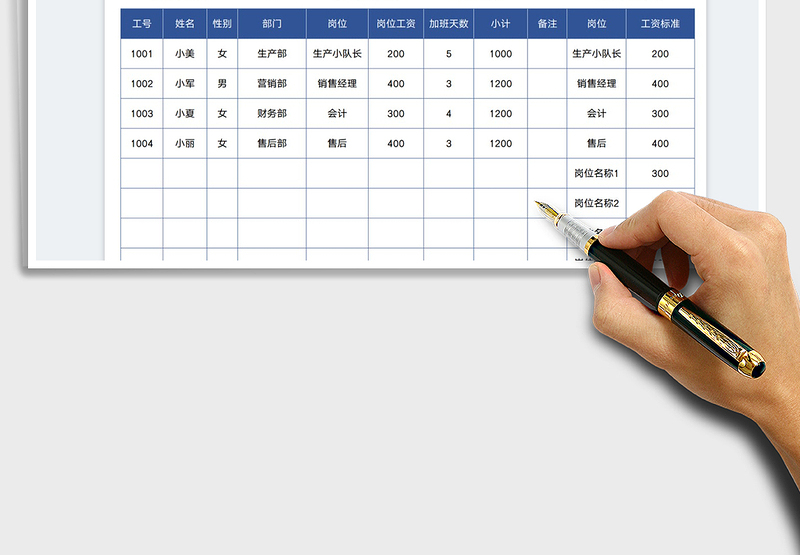 2025春节加班工资统计表免费下载