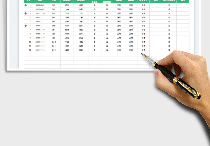 2024疫情防控登记表exce表格