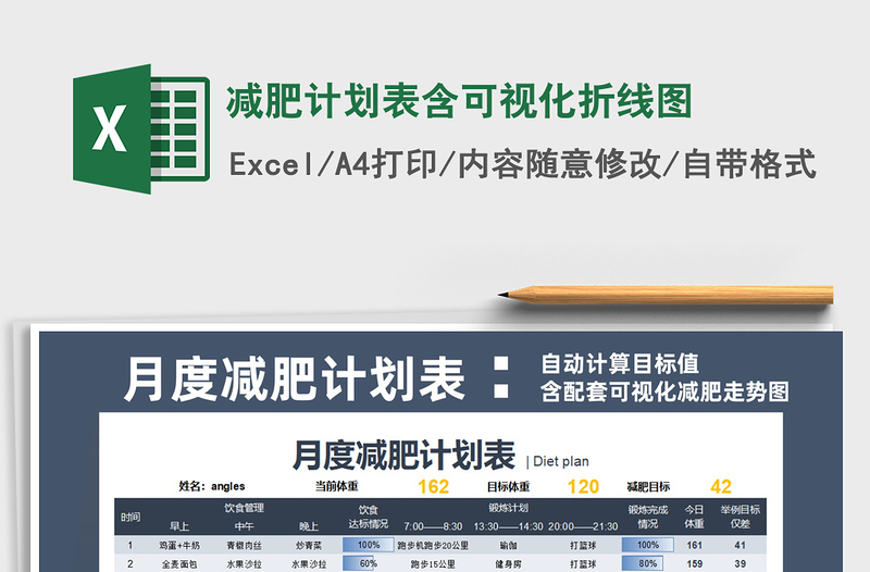 2025减肥计划表含可视化折线图免费下载