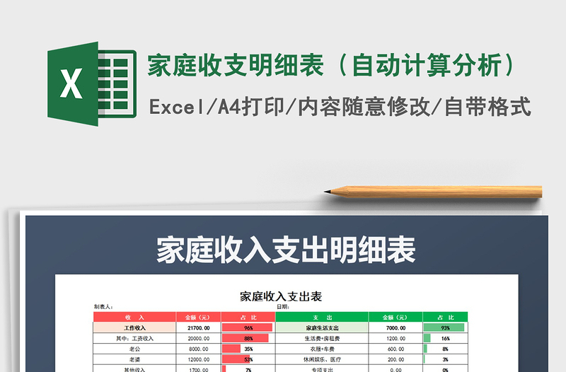 2025年家庭收支明细表（自动计算分析）
