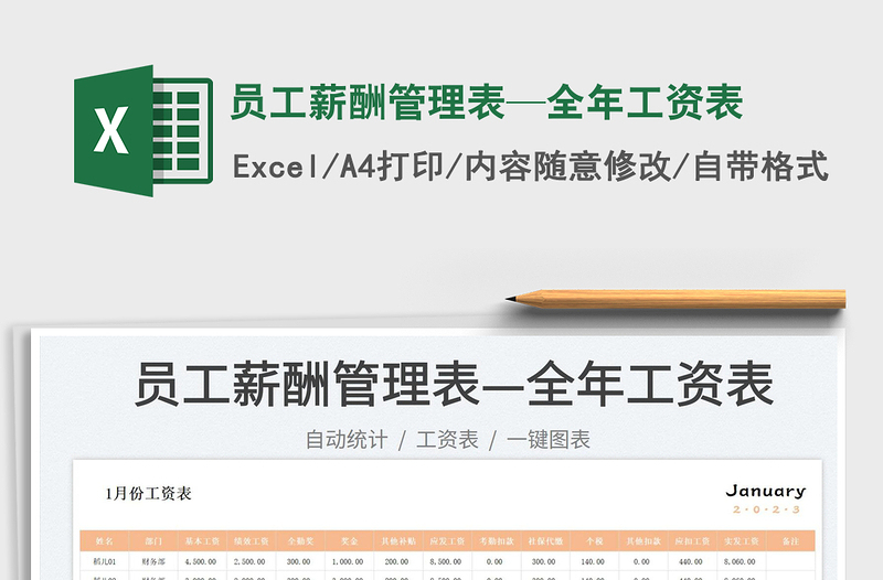 2025员工薪酬管理表—全年工资表