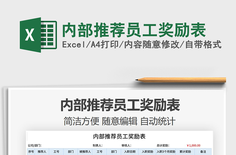 2025年内部推荐员工奖励表