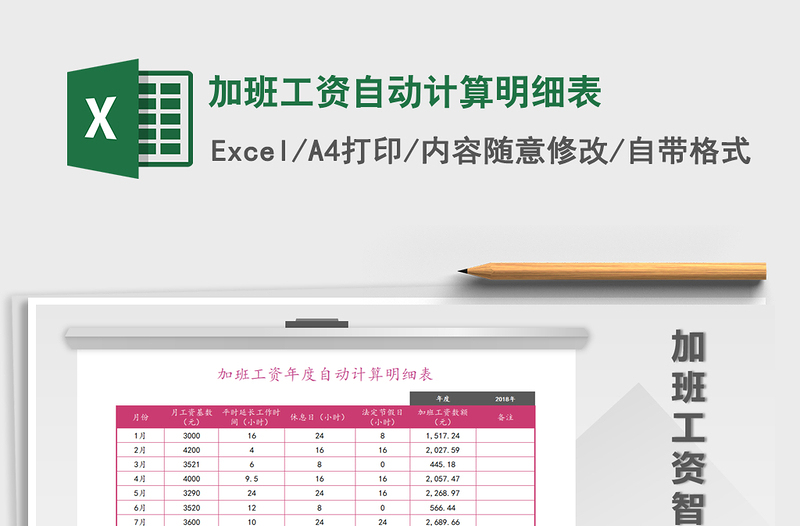 2025年加班工资自动计算明细表免费下载