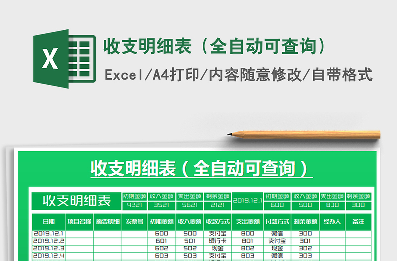 2025年收支明细表（全自动可查询）