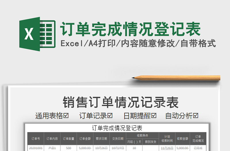 2025年订单完成情况登记表