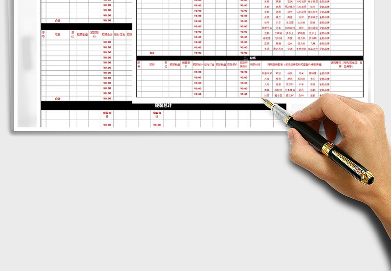 2025年新房装修预算表免费下载